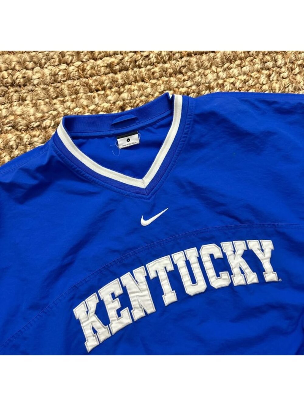 Vintage Nike Kentucky Wildcats V-Neck Windbreaker Pullover Jacket Blue Mens Larg